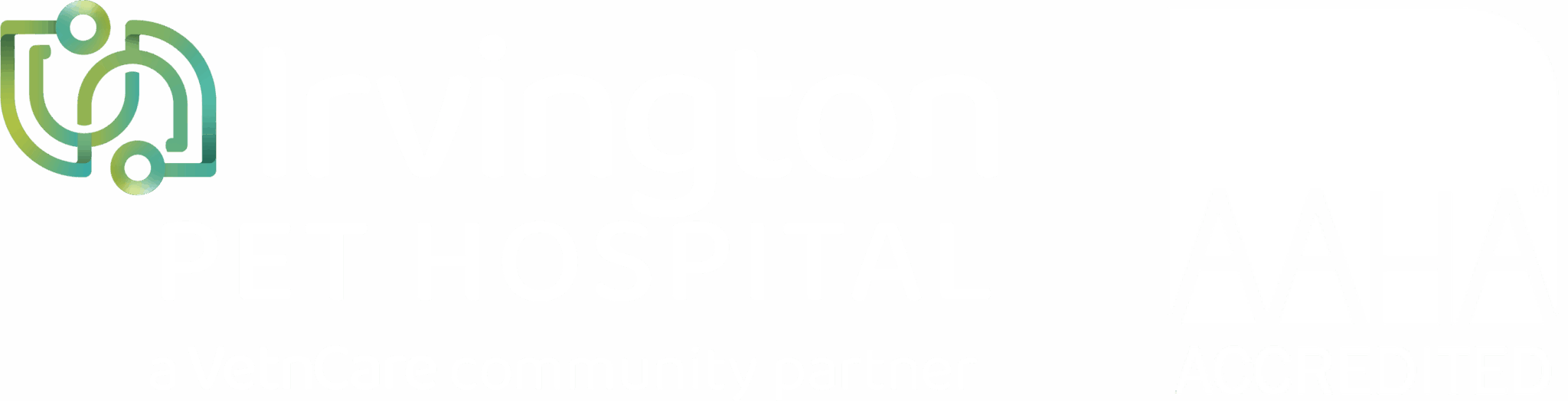 logo for irvington pet hospital in white