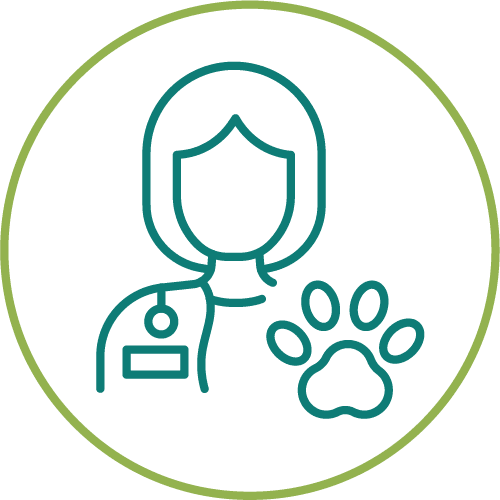 drawing of a veterinarian in a light green circle